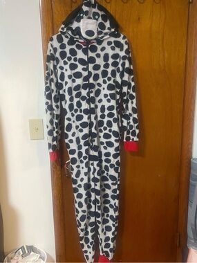 Dalmatian Print Fleece Onesie with Hood